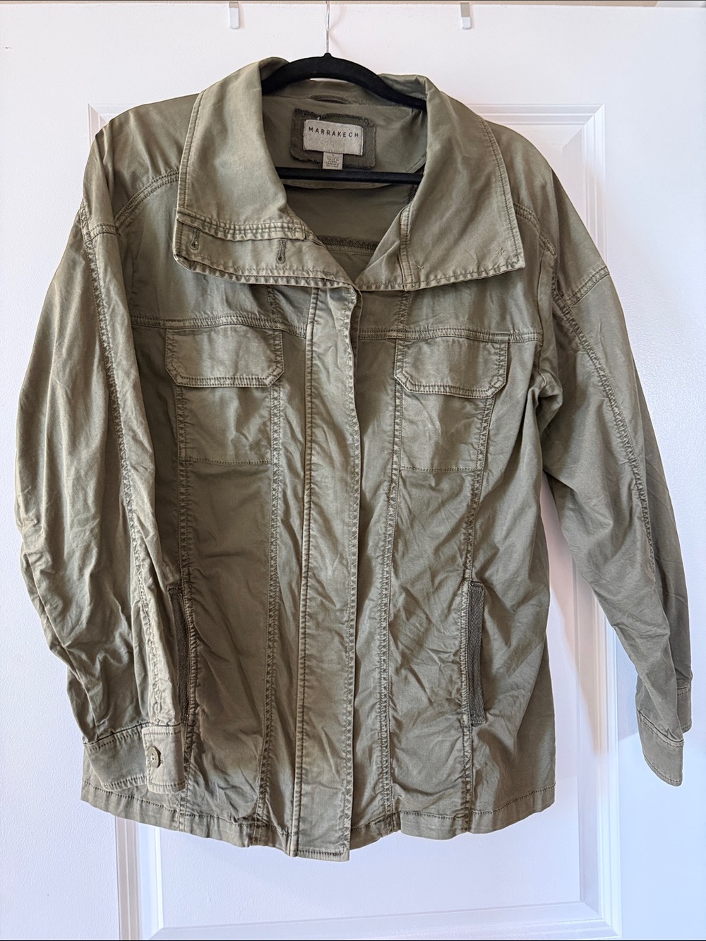 Marrakech Women's Olive Utility Jacket with Front Pockets